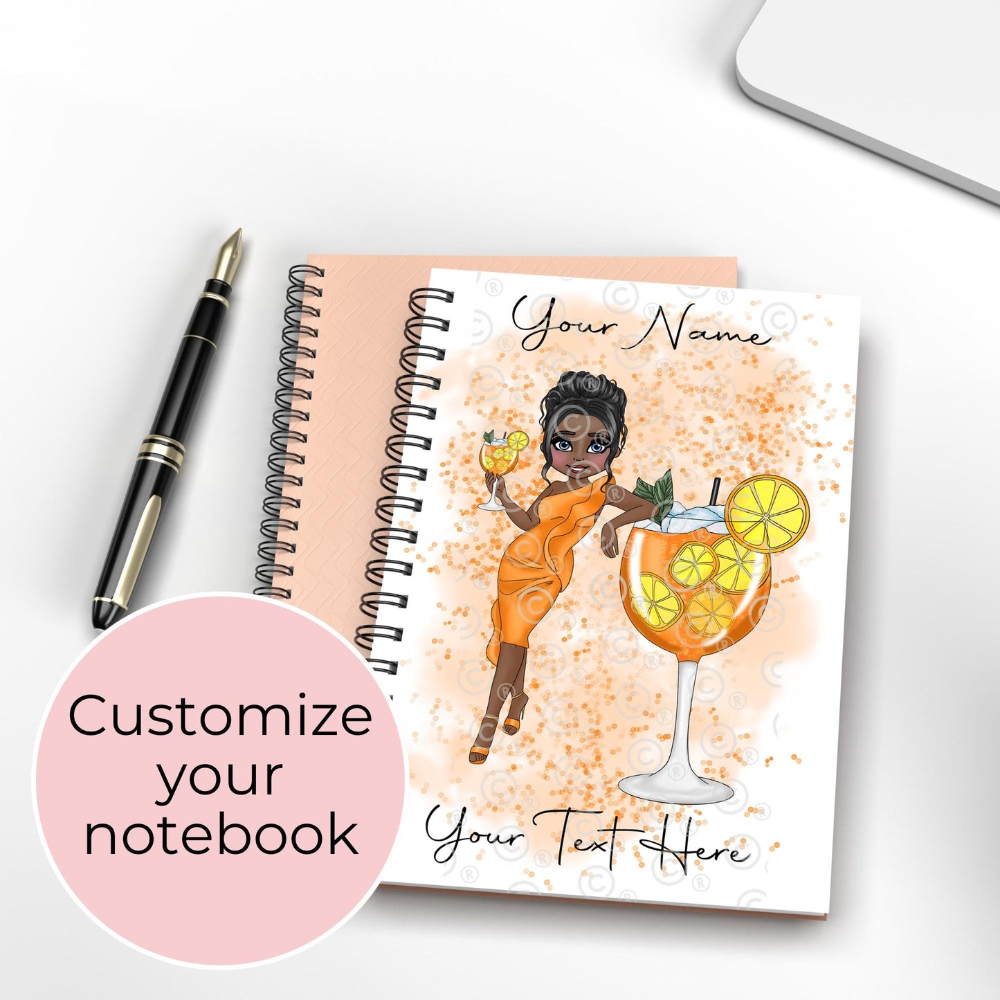 Personalised A5 Aperol Spritz Lined Paper Notebook, Custom Character Notebook Gift For Her Birthday Christmas Gift, Secret Santa Gift #NB