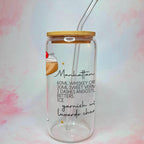 16oz Manhattan Cocktail Recipe Glass – Clear Tumbler with Bamboo Lid #CL