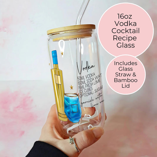 16oz Clear Libby With Vodka Girl Cocktail Decal, Gift For Her Milestone Birthday, AU Vodka Inspired Gift Set For Her, Cocktail Mocktail Gift