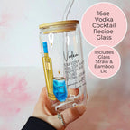 16oz Vodka Girl Cocktail Recipe Glass – Clear Tumbler with Bamboo Lid #CL