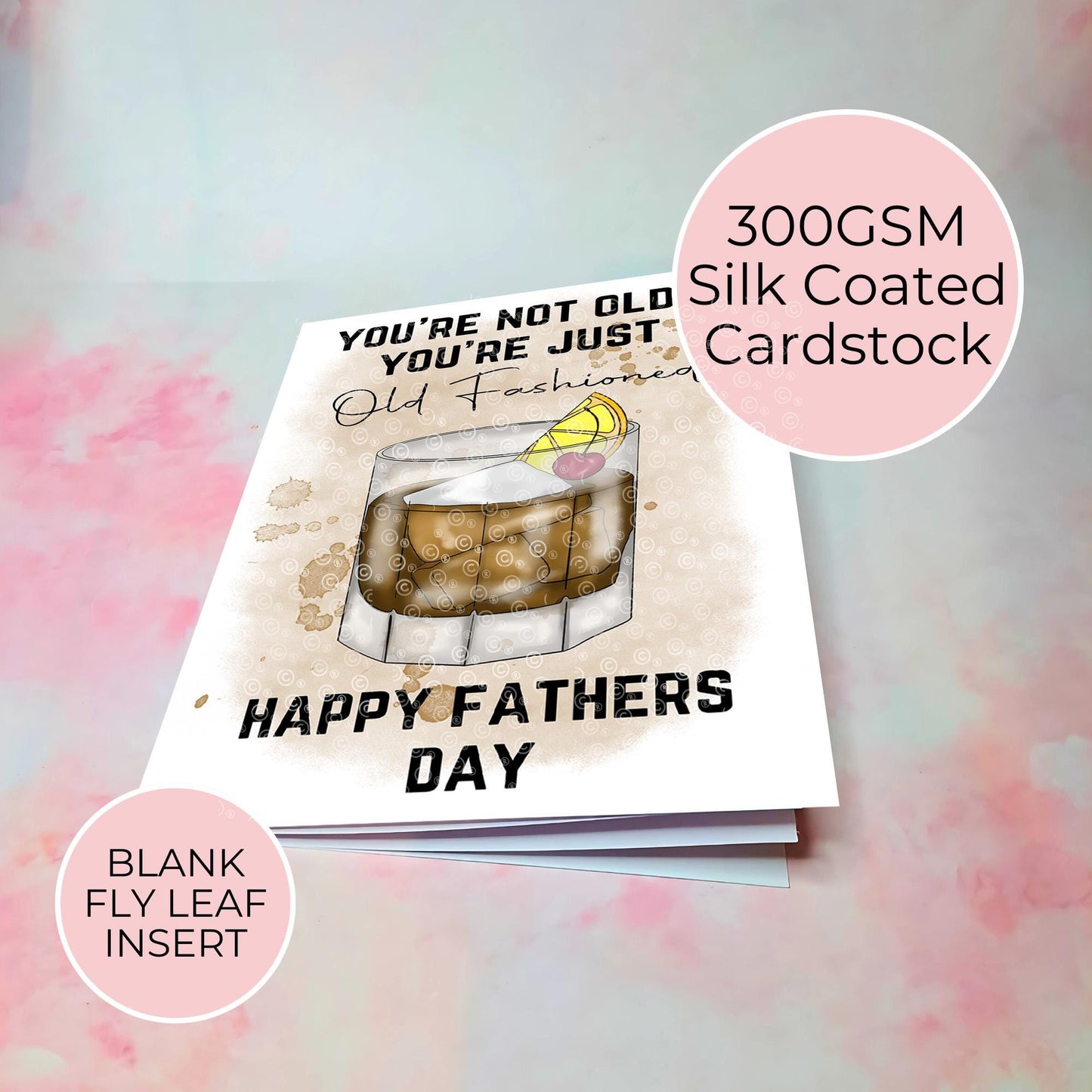 Old Fashioned Cocktail Themed Pun Fathers Day Card, Watercolour Fathers Day Card For Dad Uncle Grandad, Punny Cocktail Quote For Him #G2