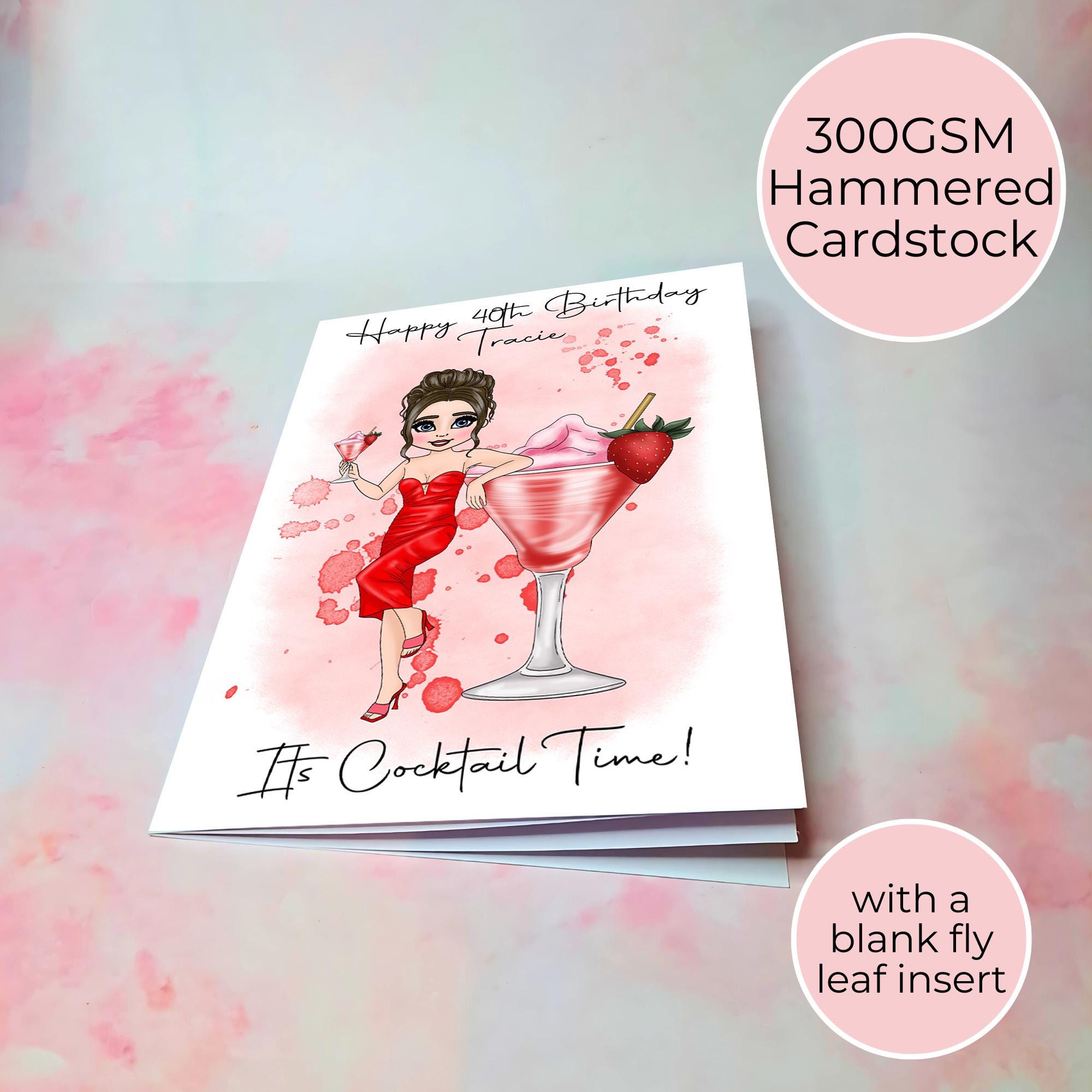 Strawberry Daiquiri Personalised A5 Luxury Birthday Card #G1