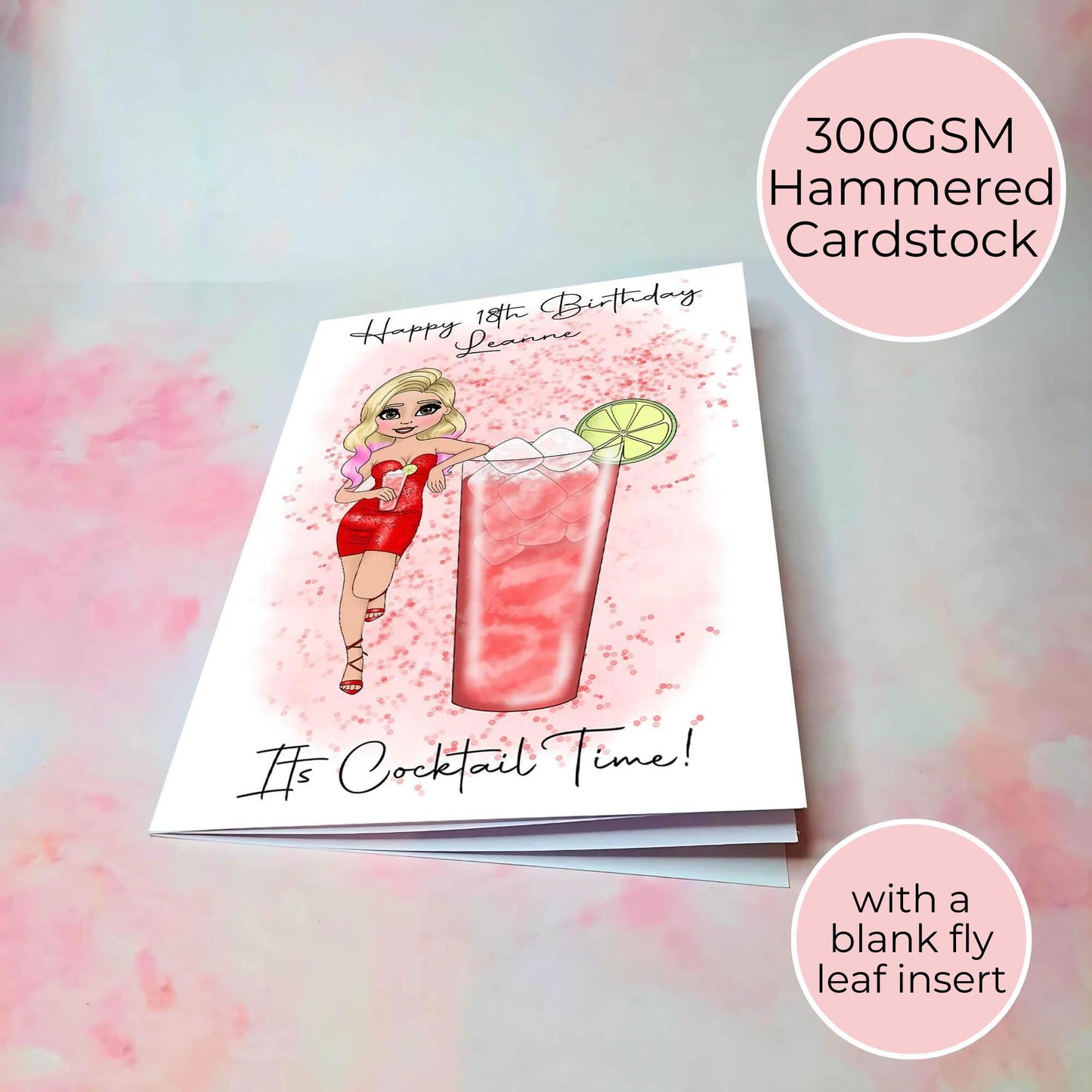 Woo Woo Cocktail Character Birthday Card, Handmade A5 Cocktail Themed Card For Her Birthday, 21st Birthday Card For A Daughter #G1