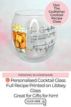 The Godfather Cocktail Recipe Glass, 12oz Iconic Godfather Cocktail Glass Husband Fathers Day Gift, Best Man Proposal Gift For Bestfriend #CL