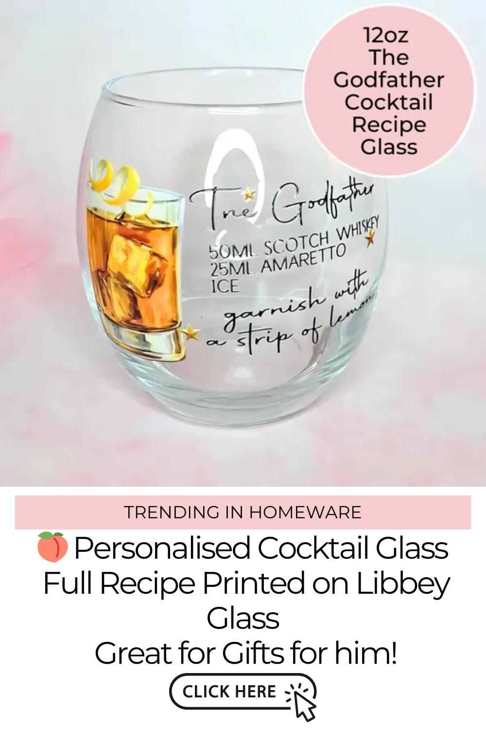 The Godfather Cocktail Recipe Glass, 12oz Iconic Godfather Cocktail Glass Husband Fathers Day Gift, Best Man Proposal Gift For Bestfriend #CL