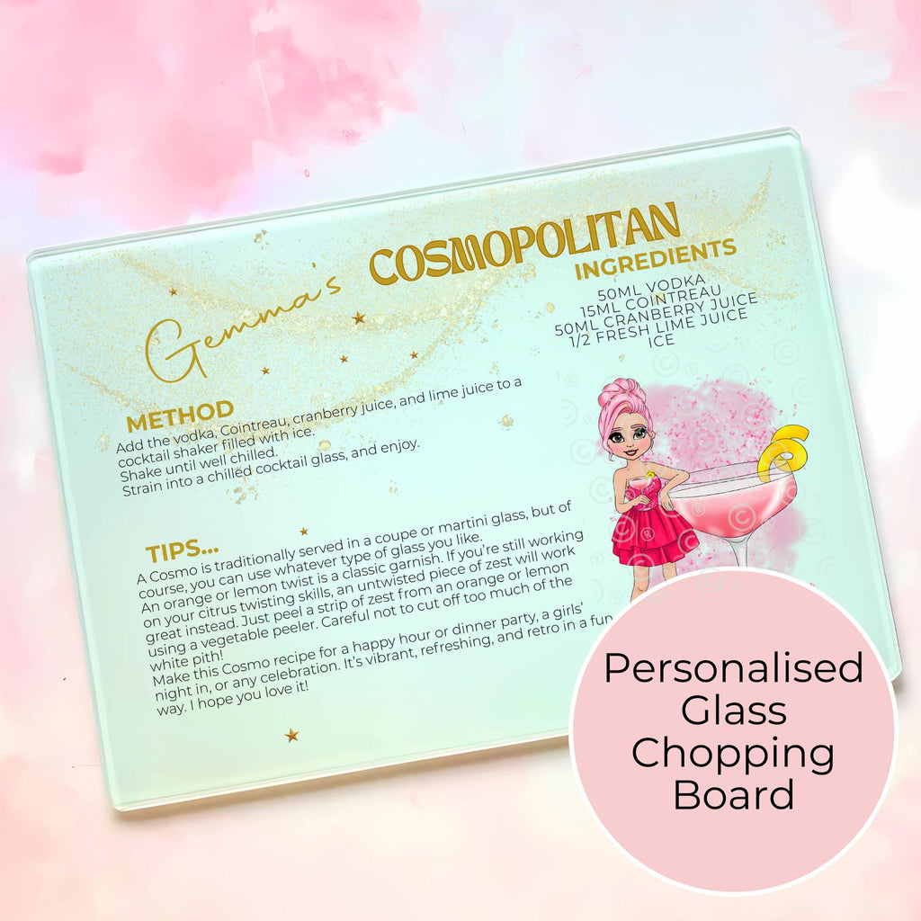 Cosmopolitan A3 A4 XL Personalised Tempered Glass Chopping Board #GB