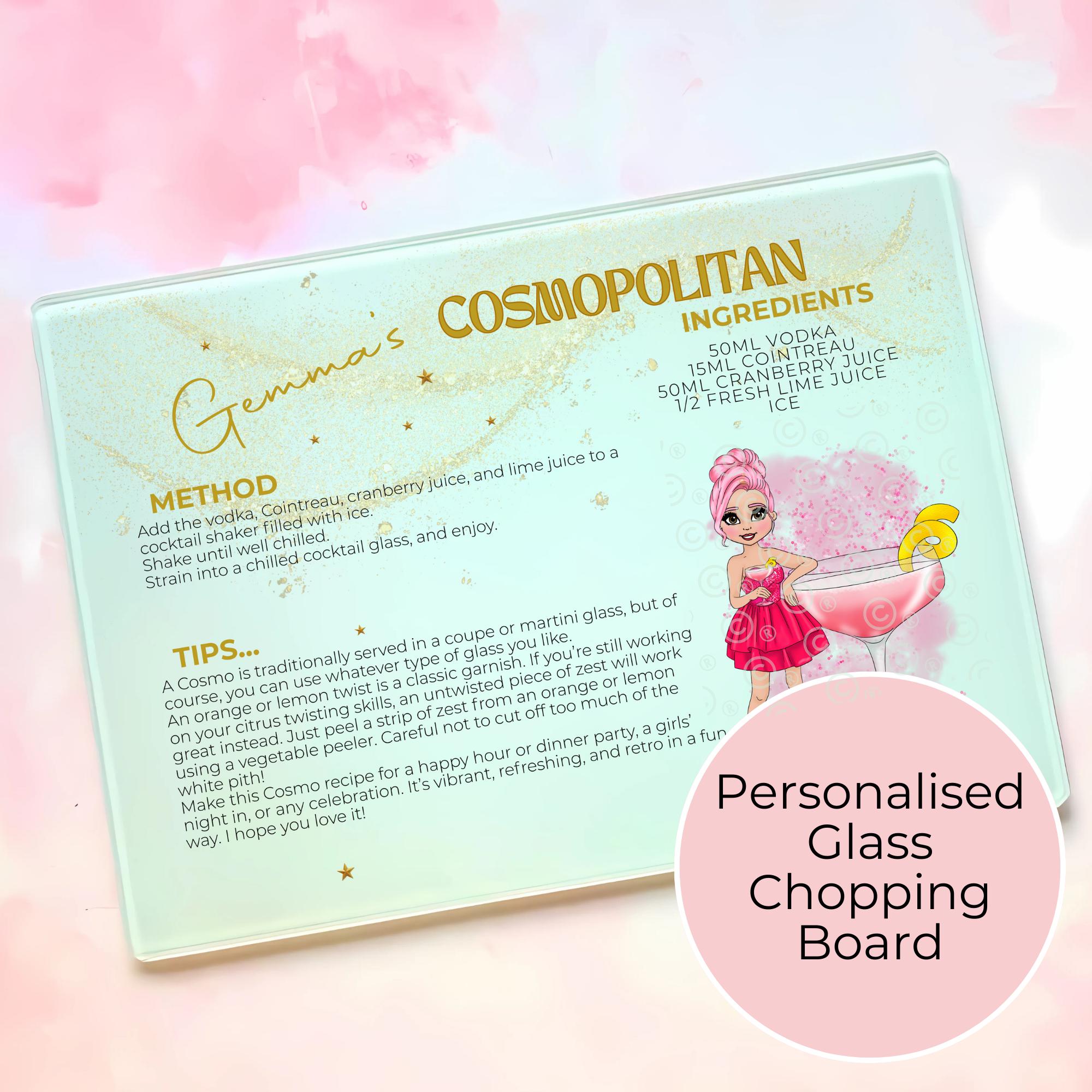 Cosmopolitan A3 A4 XL Personalised Tempered Glass Chopping Board #GB