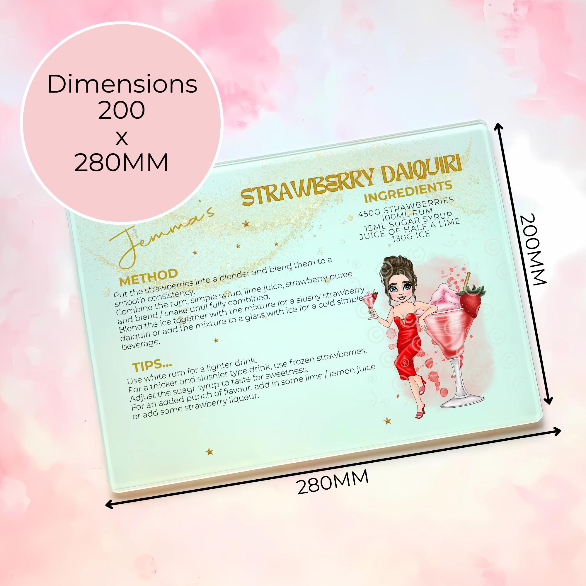 Strawberry Daiquiri A3 A4 XL Personalised Tempered Glass Chopping Board #GB