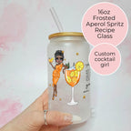 Aperol Spritz Cocktail Girl 16oz Frosted Libby Glass – Personalised Recipe Glass #FL