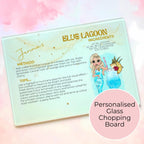 Blue Lagoon A3 A4 XL Personalised Tempered Glass Chopping Board #GB