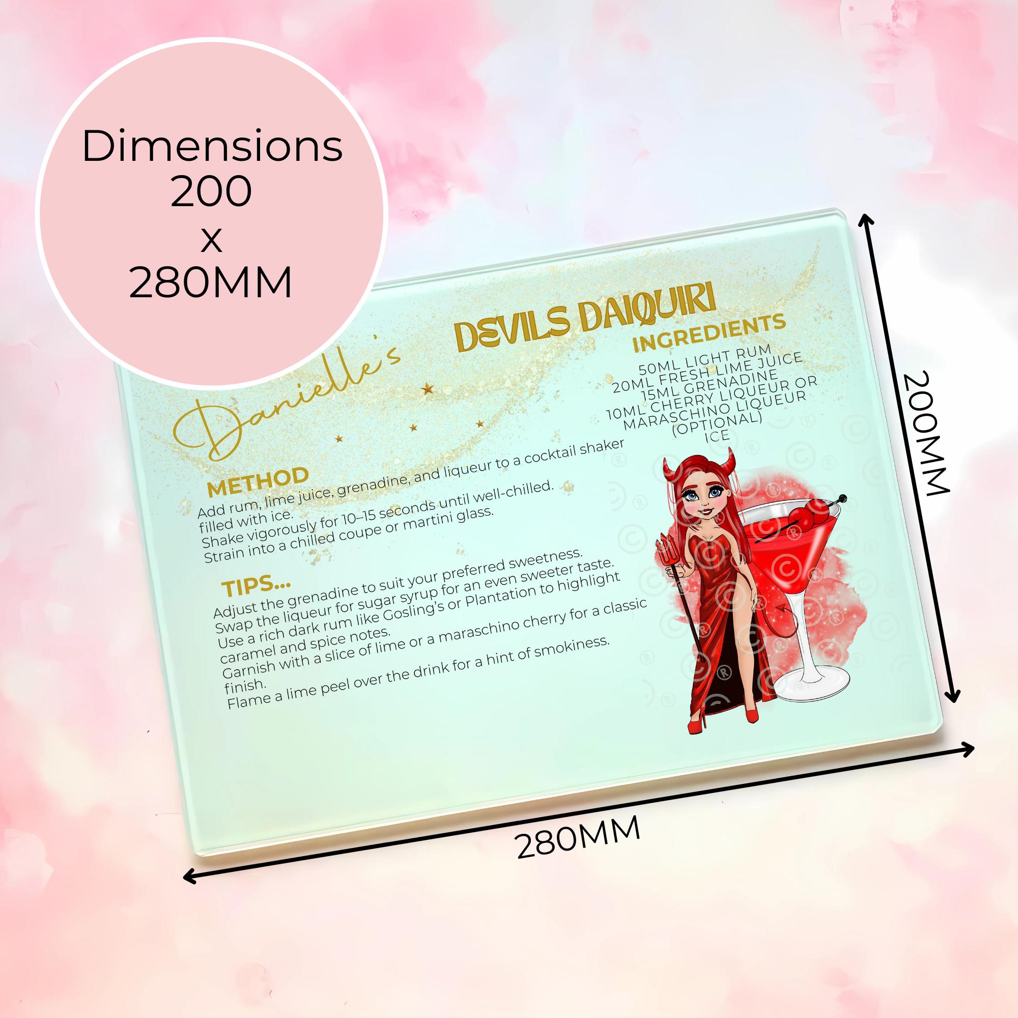 Devils Daiquiri A3 A4 XL Personalised Tempered Glass Chopping Board #GB