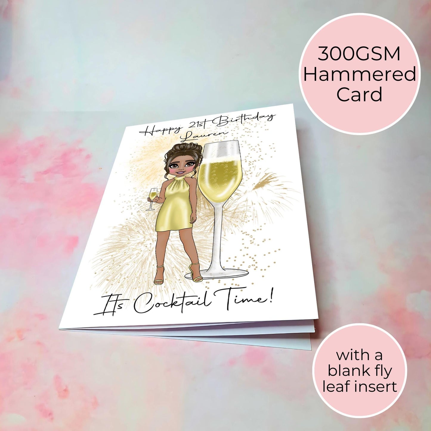 French 75 Champagne Cocktail Themed Card, End Of Term Teacher Card, Custom Text And Character Greeting Card For All Occasions #G1