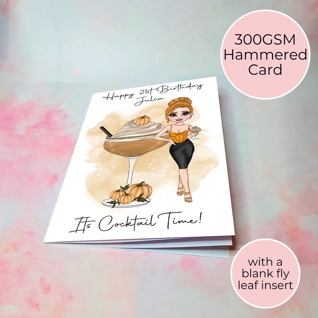 Pumpkin Martini Personalised A5 Luxury Birthday Card #G1