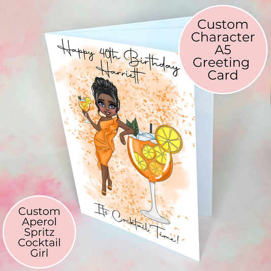 Aperol Spritz Custom A5 Cocktail Themed Birthday Card, Luxurious A5 Hammered Card Greeting Card For Her, Italian Cocktail Birthday Wishes #G1