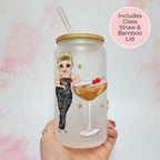Manhattan Cocktail Girl 16oz Frosted Libby Glass – Personalised Recipe Glass #FL