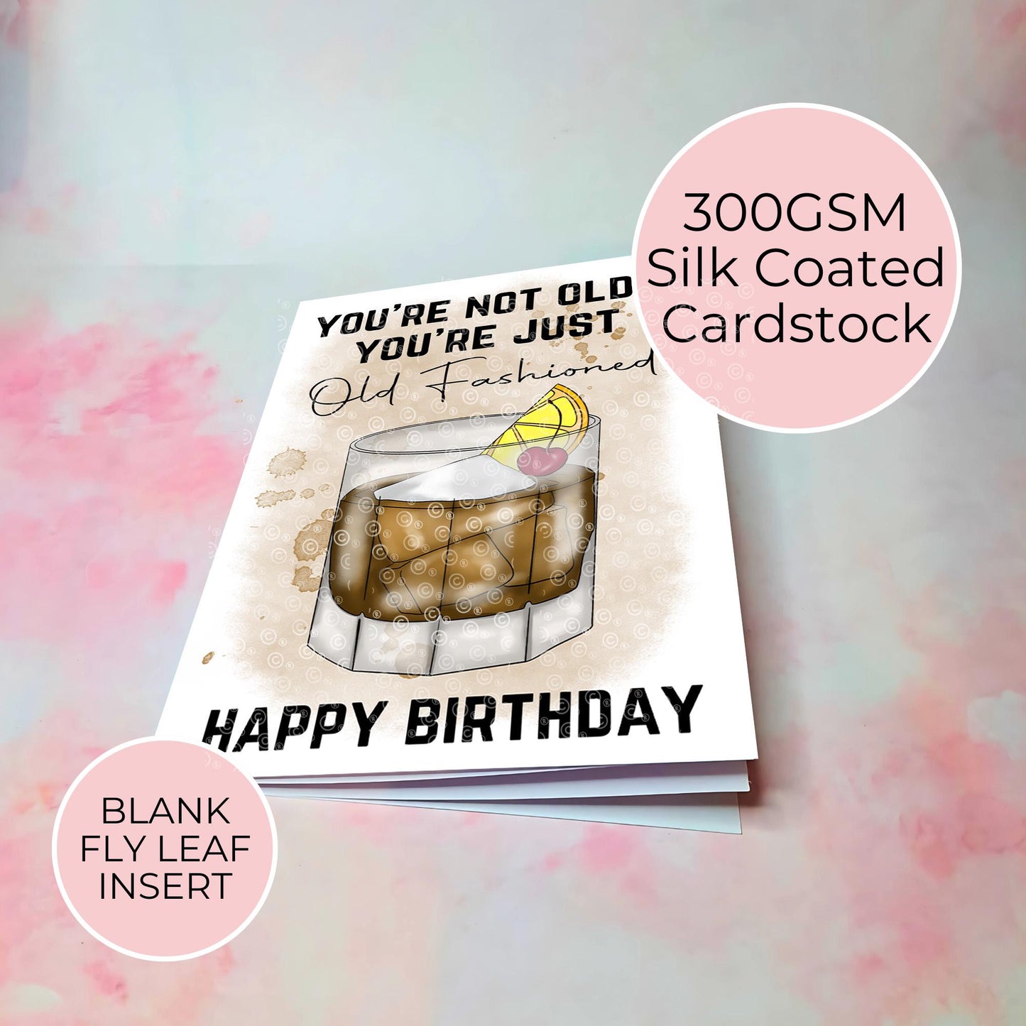 Old Fashioned Birthday Card, Cocktail Themed Whiskey Lover Birthday Card, You’re Not Old Just Old Fashioned, Alcohol Pun Greeting Card #G2