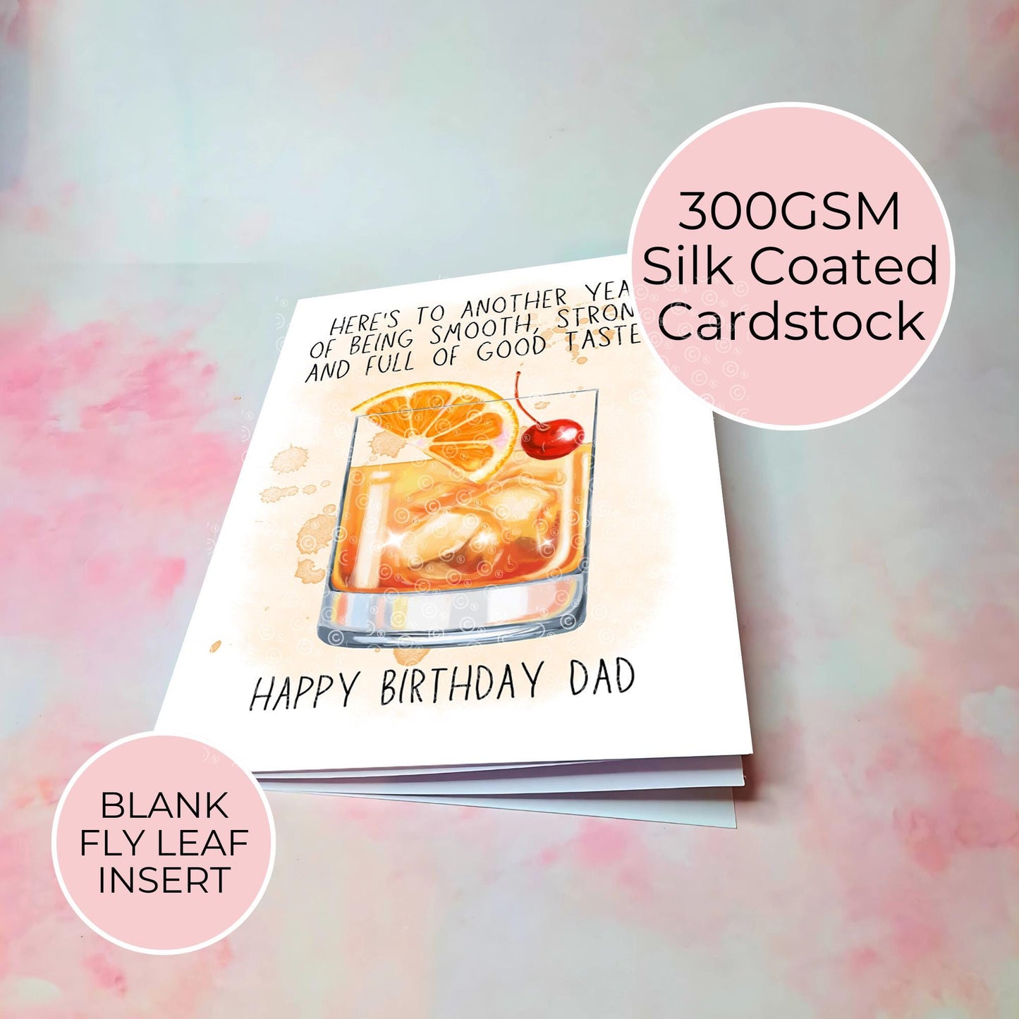 Old Fashioned Birthday Card, Cocktail Themed Whiskey Lover Birthday Card, Another Year Of Being Smooth And Strong Punny Birthday Card #G2