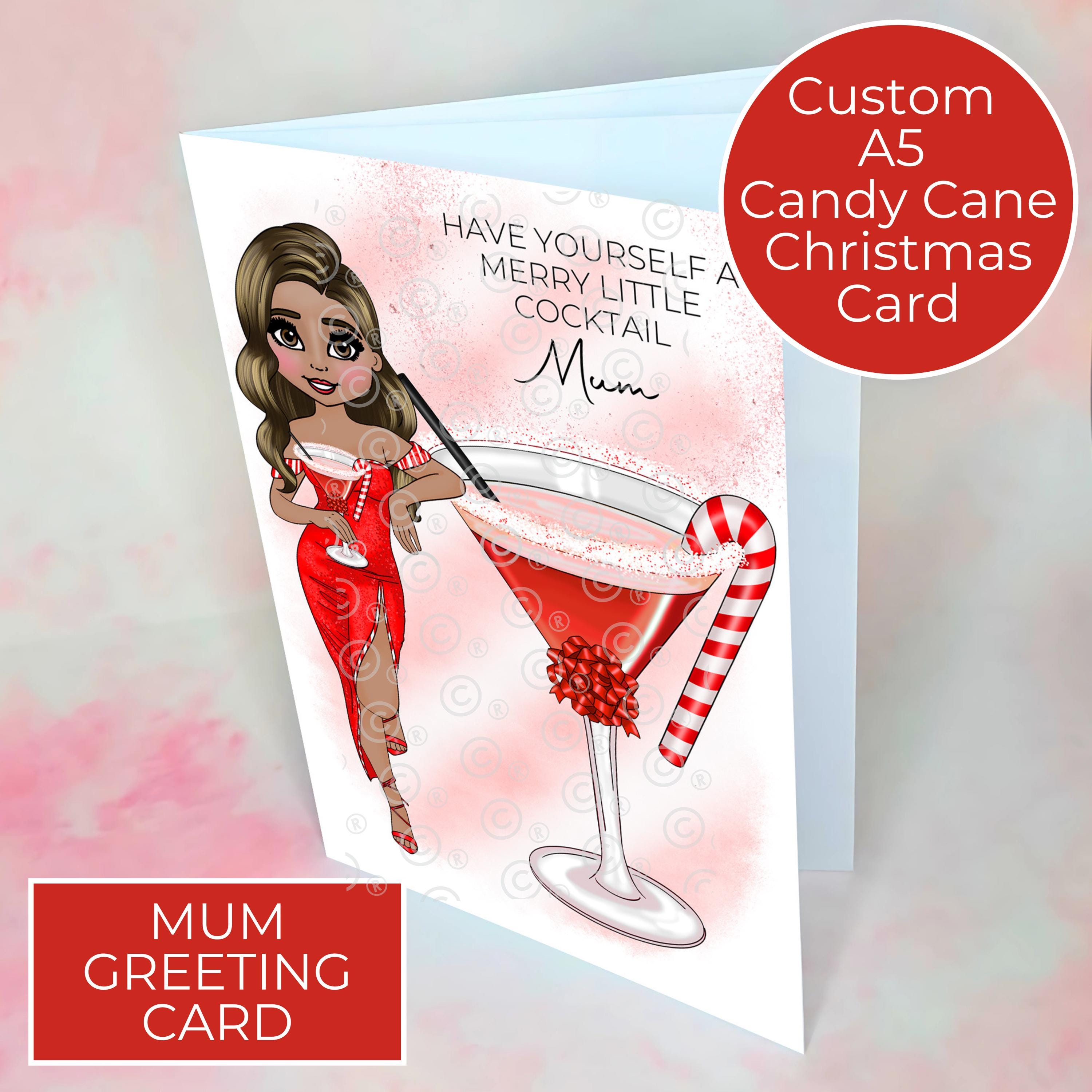 Personalised Candy Cane Cocktail Card For Mum #CC