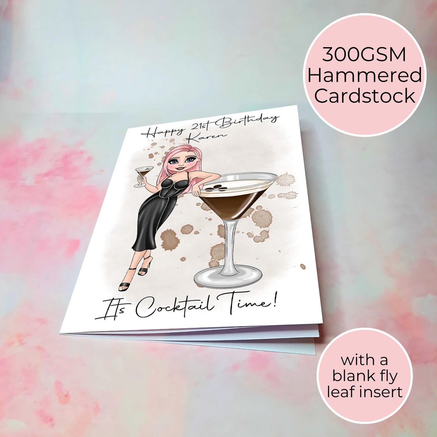 Espresso Martini Custom Character A5 Birthday Card, Coffee Cocktail Themed Birthday Greeting Card For Mum Sister Best Friend #G1