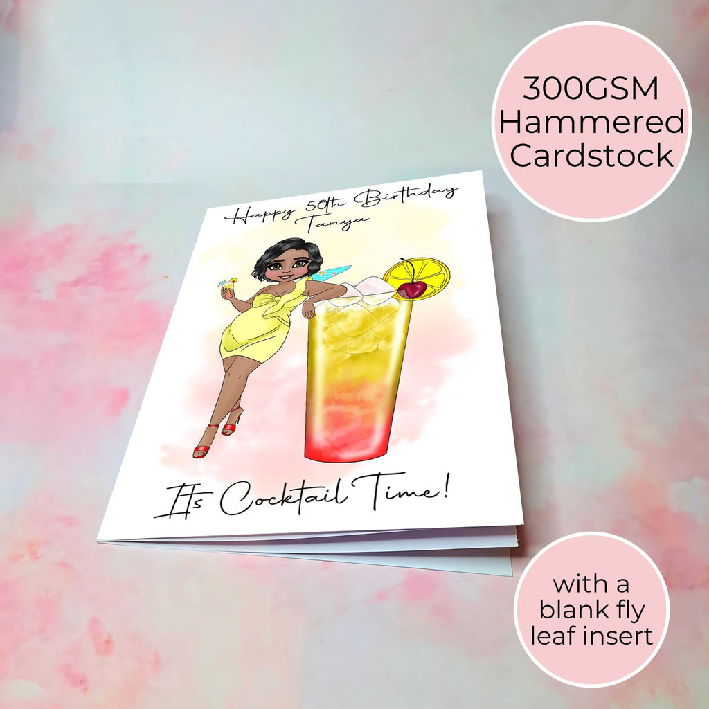 Tequila Sunrise Personalised A5 Luxury Birthday Card #G1