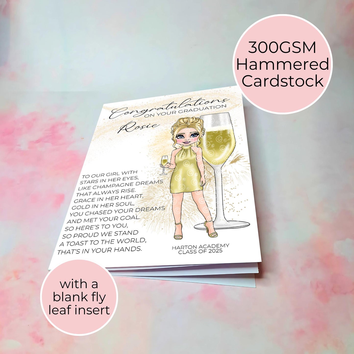French 75 Champagne Graduation Class Of 2025 A5 Card, Daughter Niece Friend Special Poem Prosecco Graduation Card Keepsake Graduate Gift #G1