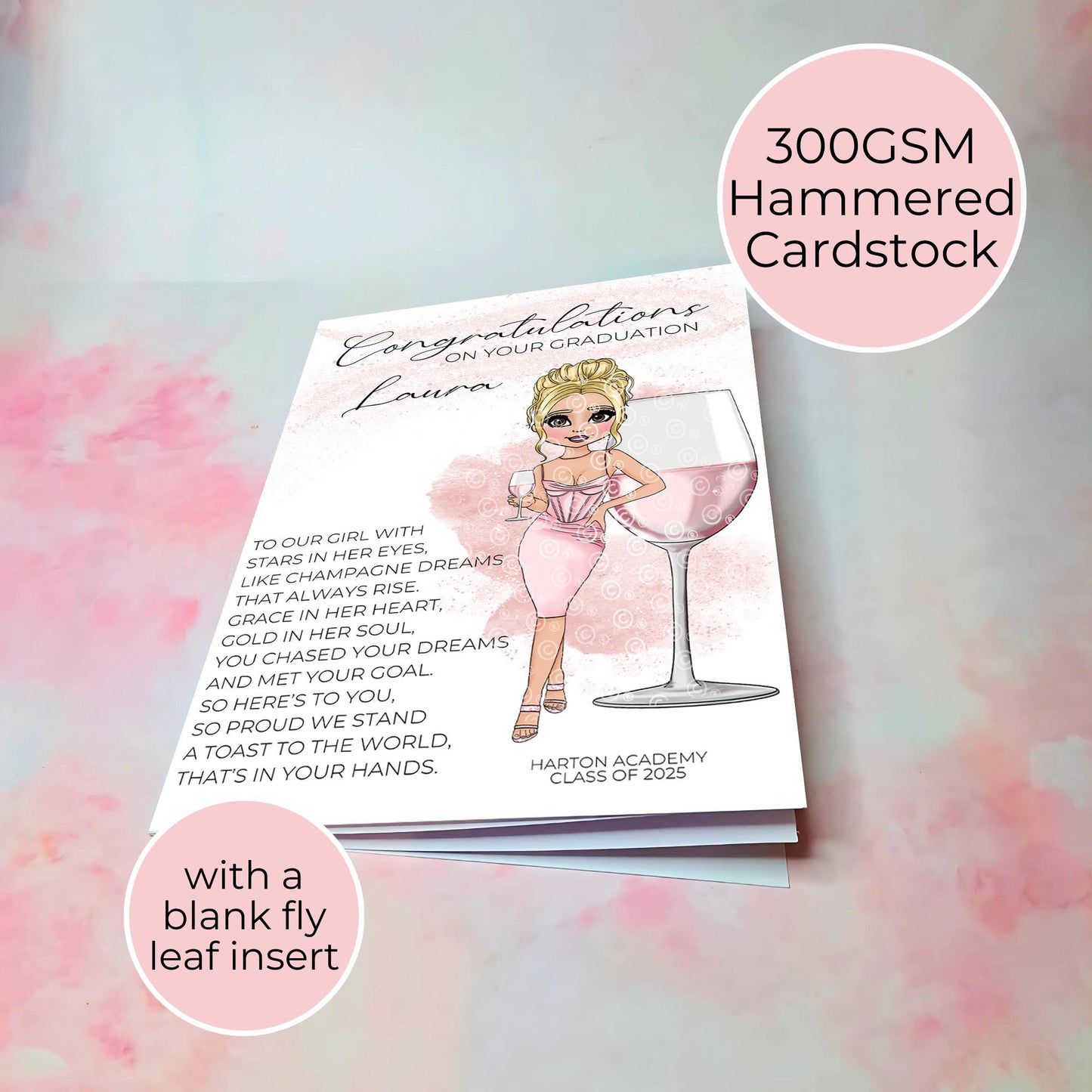 Rosé Sangria Wine Graduation Card, A5 Class Of 2025 Graduation For Daughter Niece Friend, Heartfelt Poem End Of Term Card Keepsake #G1