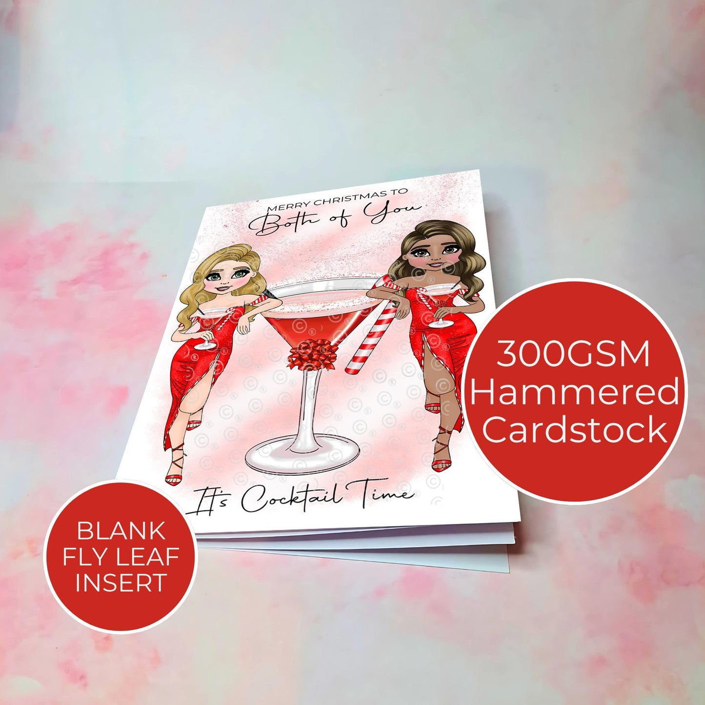 Personalised To The Both of You LGBTQ+ Gay Couple Candy Cane Cocktail Christmas Card, A5 Merry Christmas Same Sex Couple Luxury Festive Card #CC