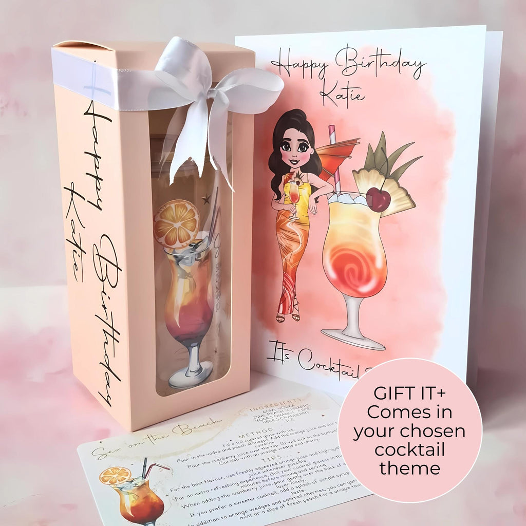 Sex on The Beach Cocktail Girl 16oz Frosted Libby Glass – Personalised Recipe Glass #FL