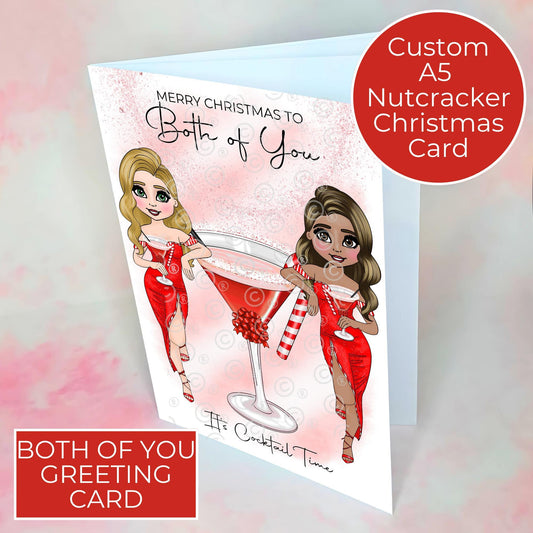 Personalised To The Both of You LGBTQ+ Gay Couple Candy Cane Cocktail Christmas Card, A5 Merry Christmas Same Sex Couple Luxury Festive Card #CC