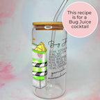 16oz Bug Juice Cocktail Recipe Glass – Clear Tumbler with Bamboo Lid #CL