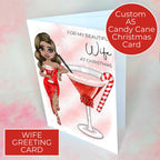 Personalised Candy Cane Cocktail Card for A Wife #CC
