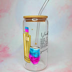 16oz Vodka Girl Cocktail Recipe Glass – Clear Tumbler with Bamboo Lid #CL