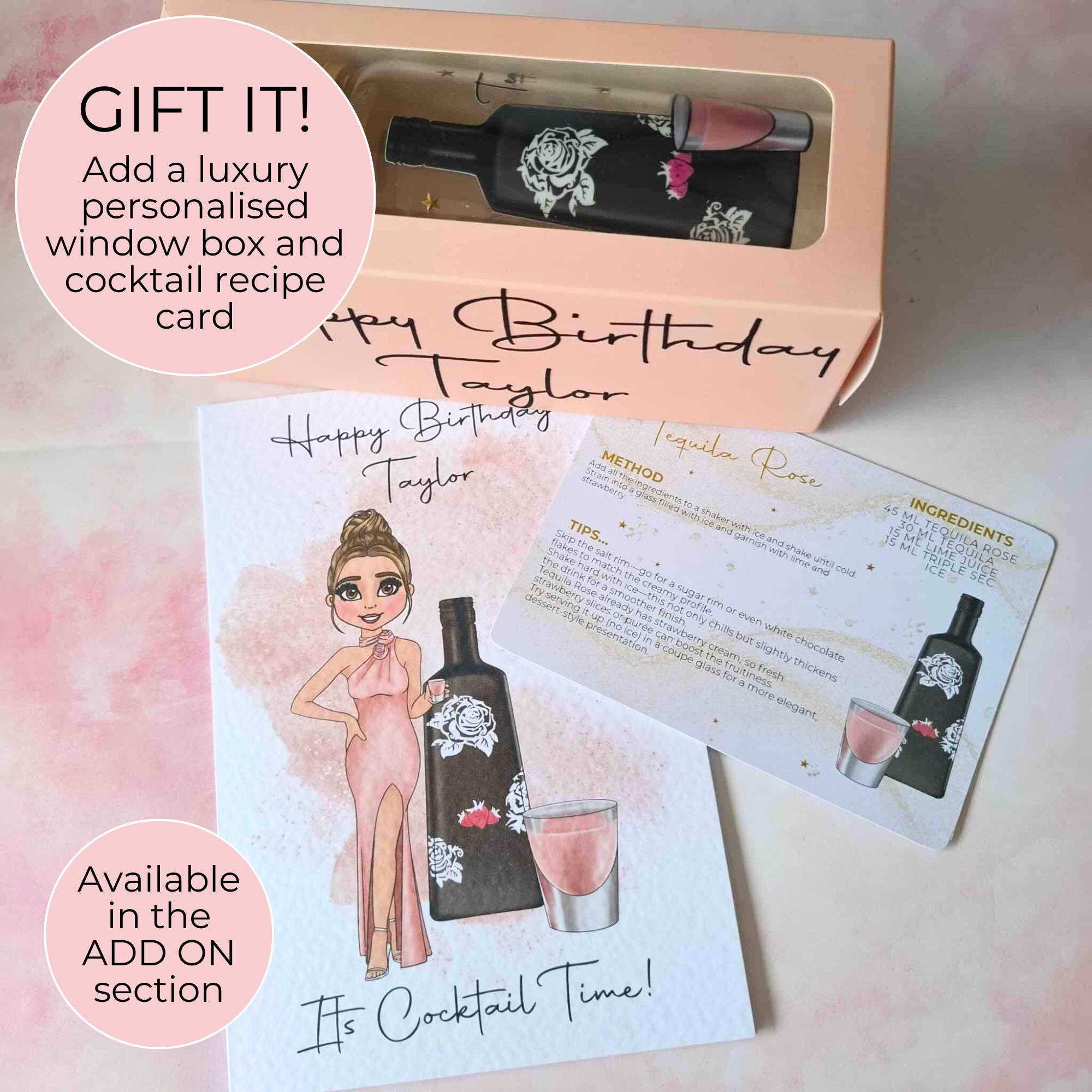 Tequila Rose Cocktail Girl 16oz Frosted Libby Glass – Personalised Recipe Glass #FL