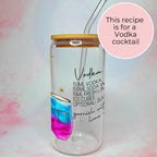 16oz Vodka Girl Cocktail Recipe Glass – Clear Tumbler with Bamboo Lid #CL