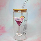 16oz Sugar Plum Fairy Cocktail Recipe Glass – Clear Tumbler with Bamboo Lid #CL
