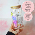 16oz Galaxy Vodka Cocktail Recipe Glass – Clear Tumbler with Bamboo Lid #CL