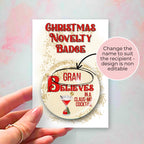 I Believe In A Clausmopolitan Cocktail Novelty Badge#BB #CG