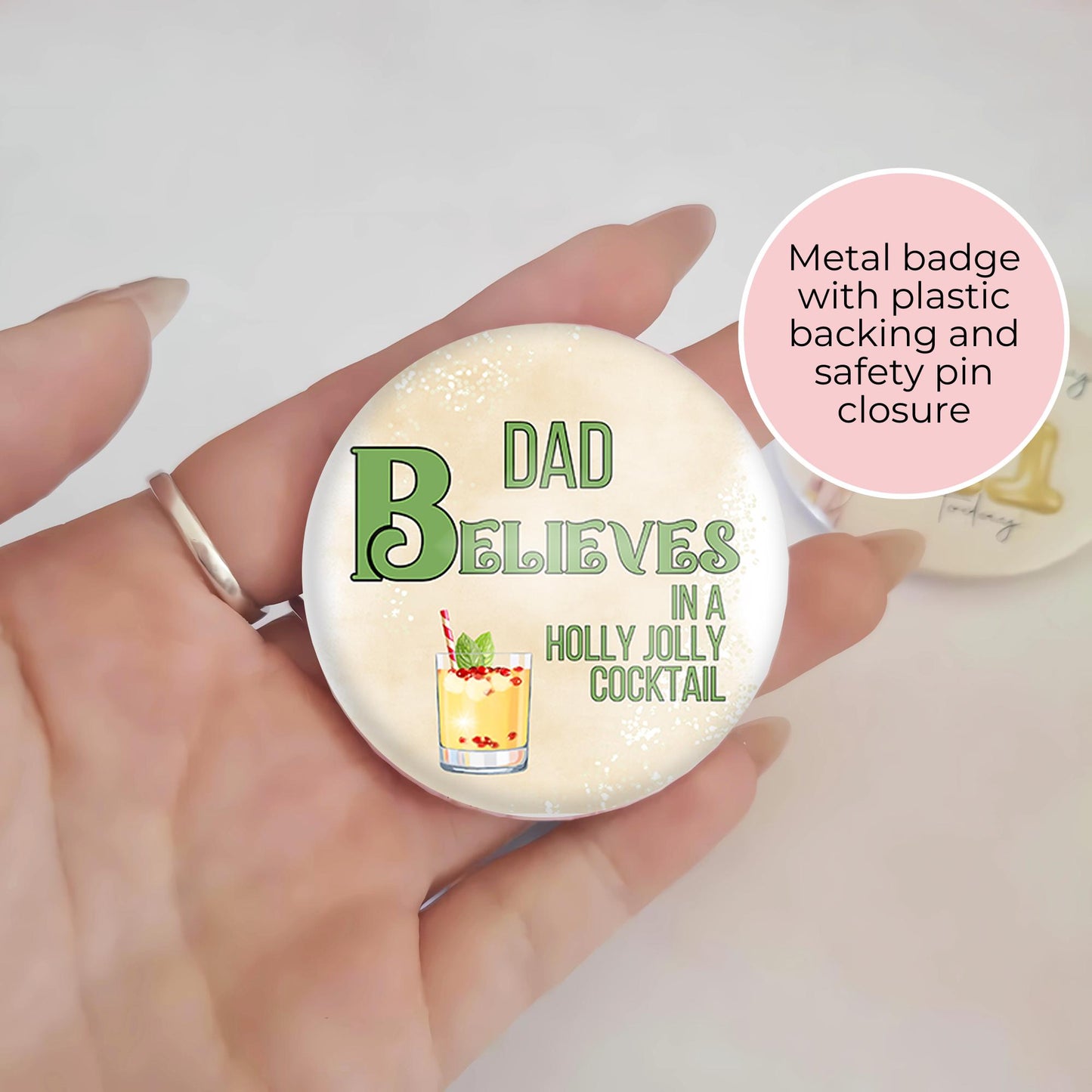 I Believe In A Holly Jolly Festive Button Badge, Adult Humour Festive Christmas Badges, Personalised  Name Badge Table Place Settings #BB #CG