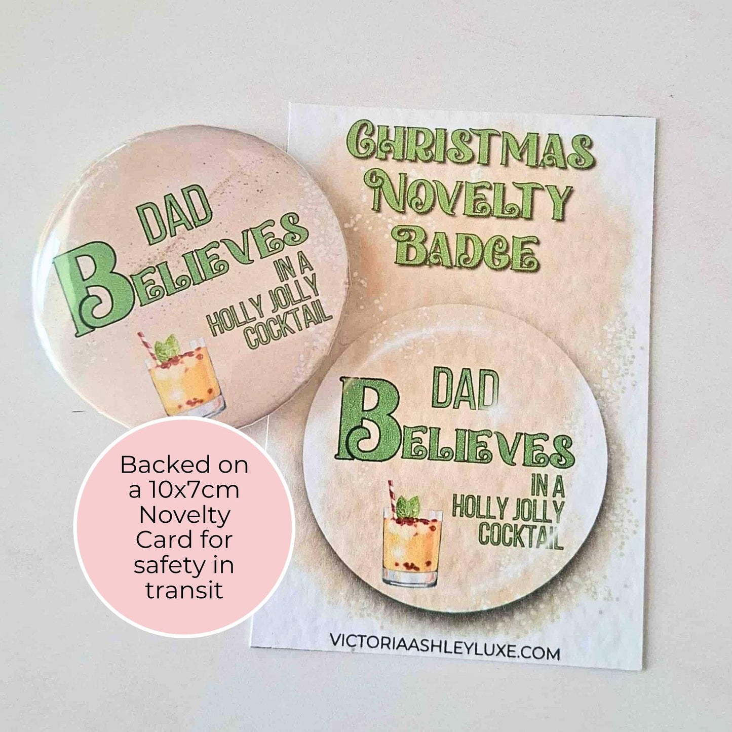 I Believe In A Clausmopolitan Cocktail Novelty Badge, Personalised Humour Christmas Cocktail Pin Button Badge For Festive Family Gatherings #BB #CG